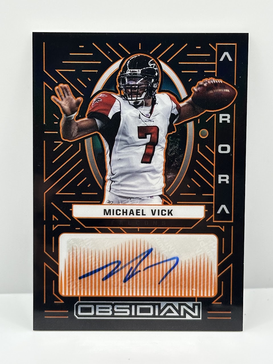 Michael Vick, Orange Etch Auto /75