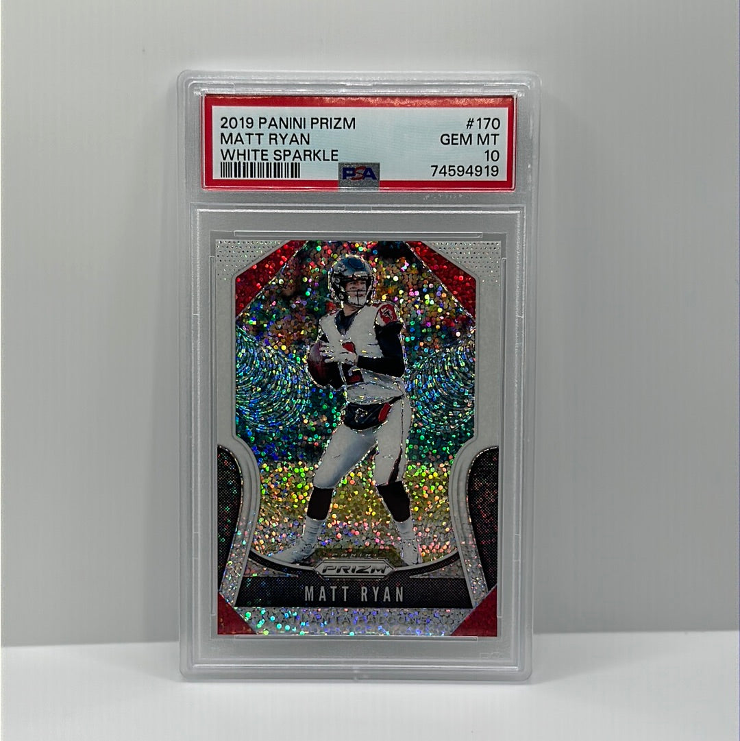 Matt Ryan, 2019 panini prizm. white Sparkle PSA 10