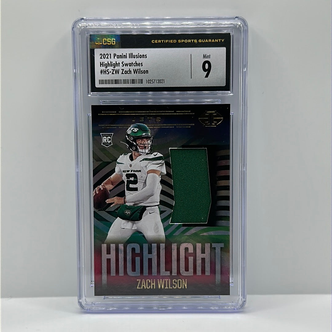 2021 Panini Illusions Rookie Highlight Jersey Patch Holo Zach Wilson RC CSG 9