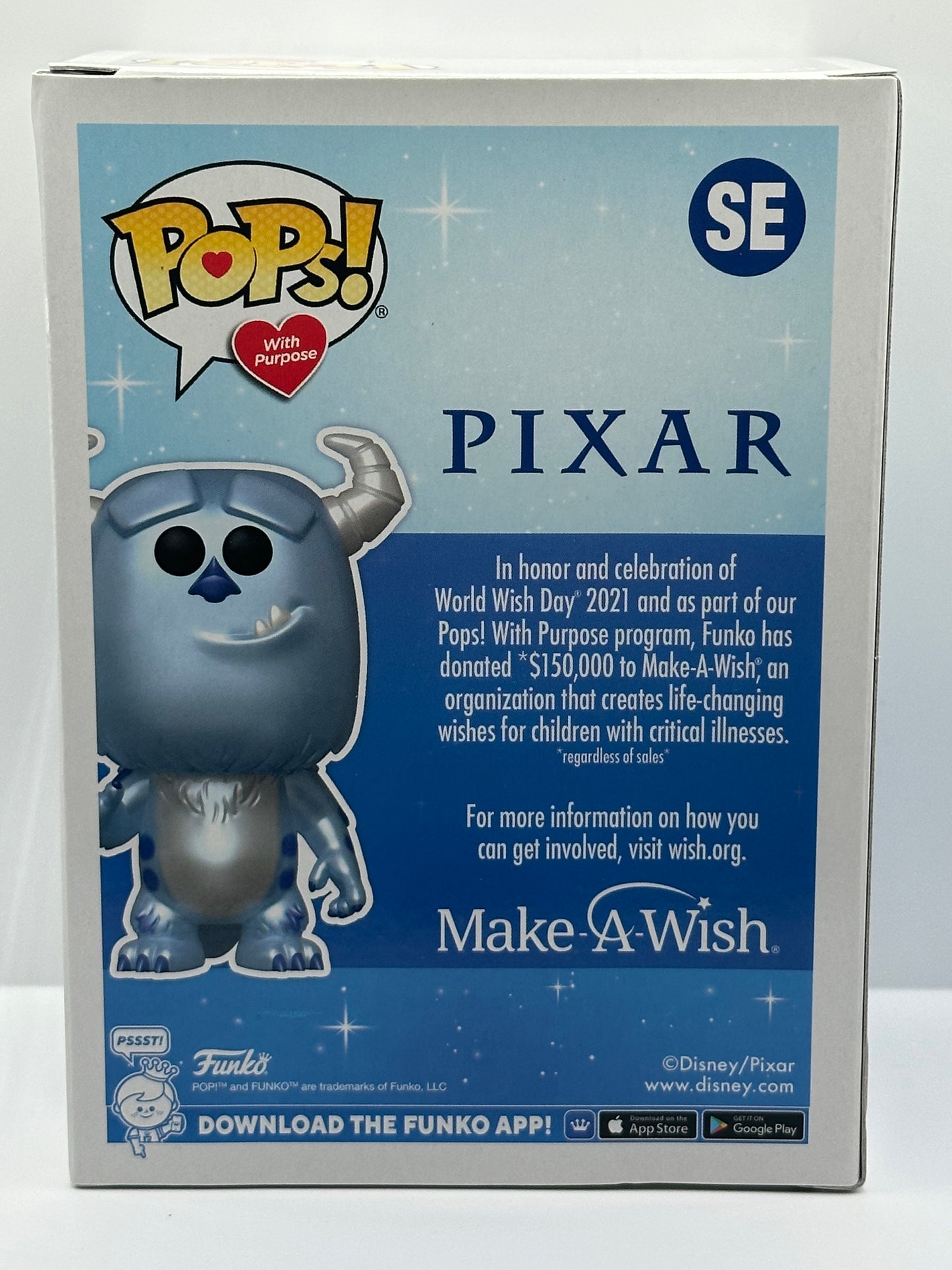 Sulley Funko POP! Disney Pixar #SE Blue Metallic Make A Wish Pops W/Purpose- NEW