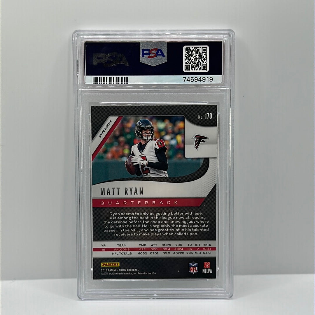 Matt Ryan, 2019 panini prizm. white Sparkle PSA 10