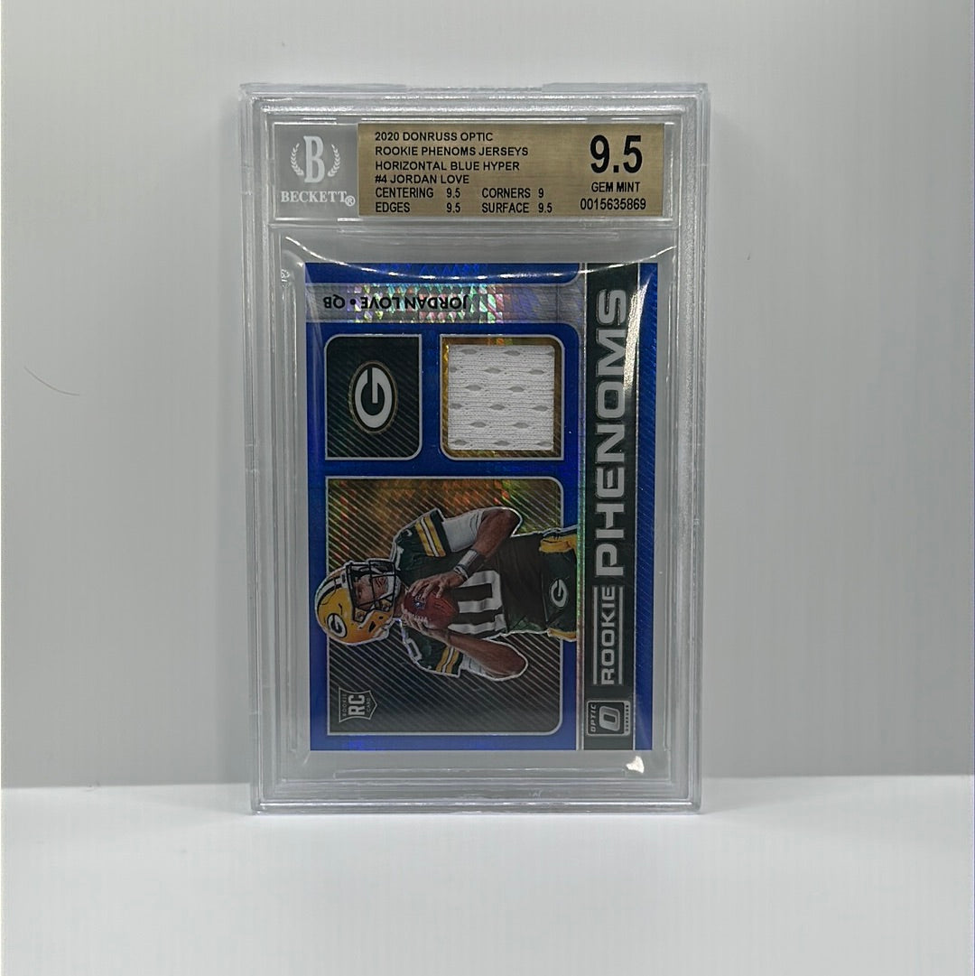 Jordan Love RC Rookie Phenoms Blue Hyper Patch BGS 9.5